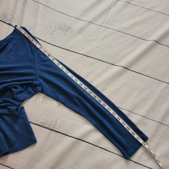 J.Jill Love Linen Size L 100% Linen Blue V-Neck Button Up Cardigan Sweater - Picture 6 of 9